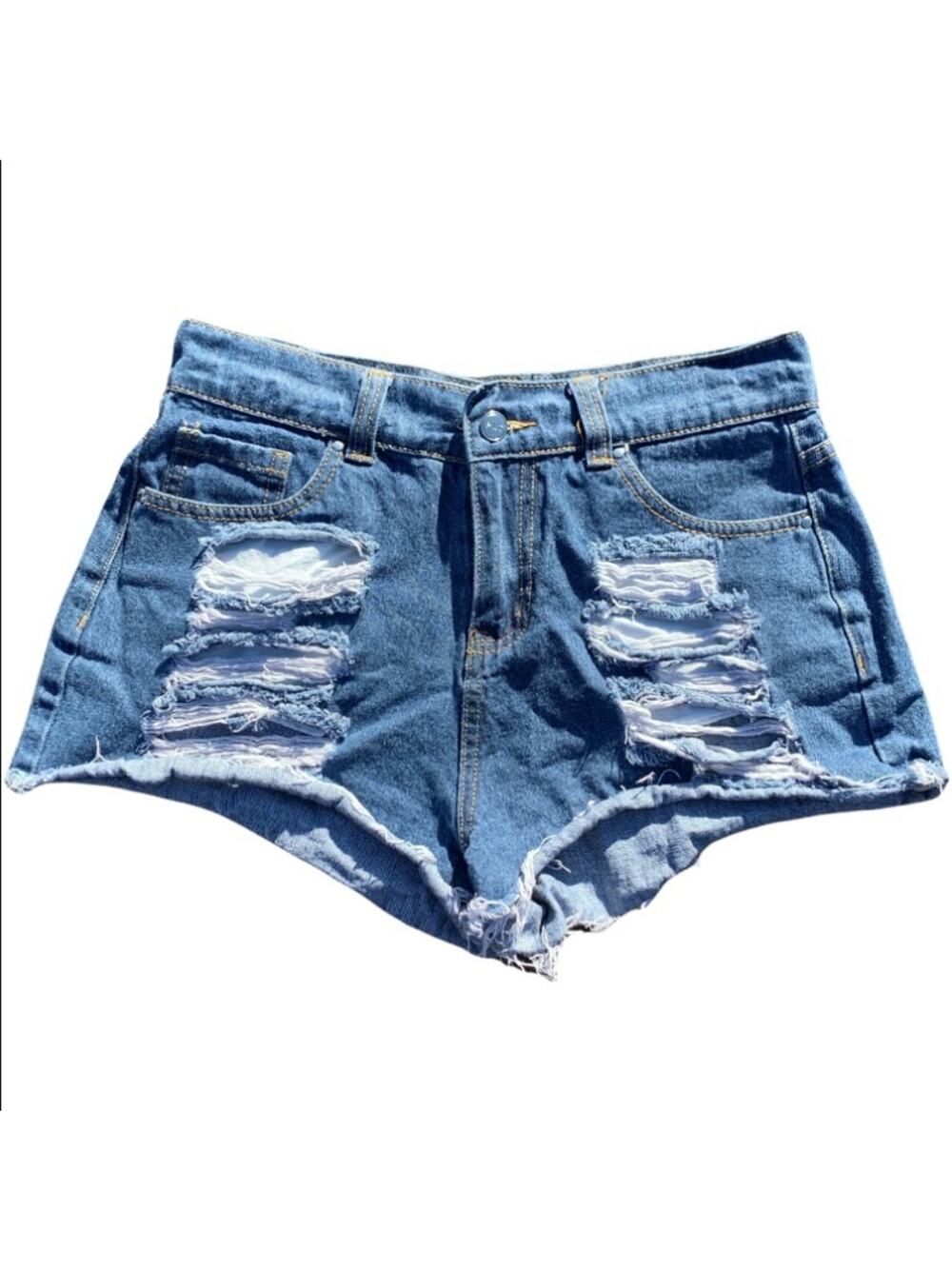 PrettyLittleThing Distressed Denim Shorts size 4